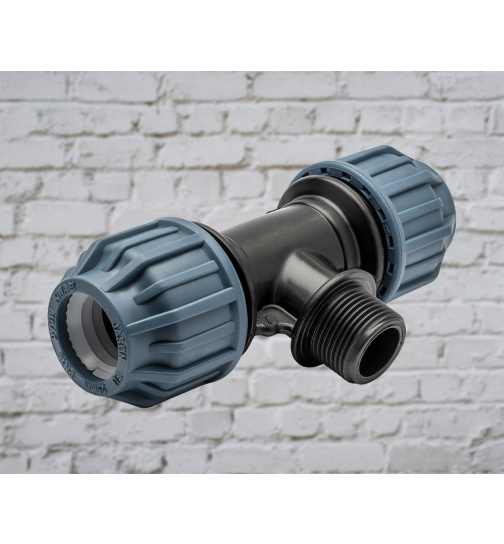 PP Klemmverbinder T-Stück  32 mm x 3/4" Außengewinde