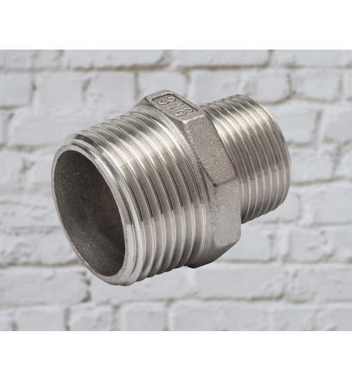Edelstahl Reduziernippel AG 1 1/2" x 1 1/4"