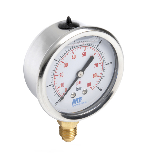 Glyzerin Manometer 1/4" Anschluss unten 0 - 4 bar