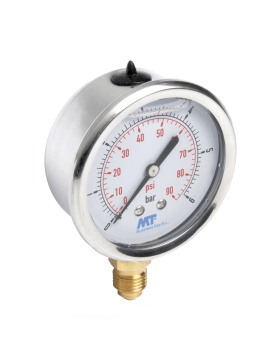 Glyzerin Manometer 1/4" Anschluss unten 0 - 10 bar